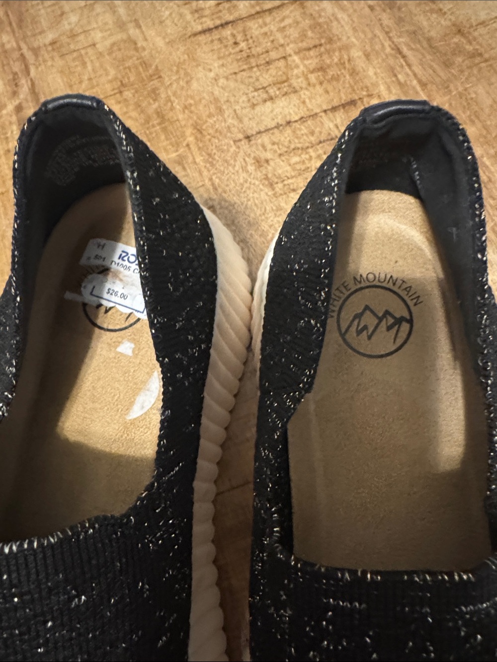White Mountain metallic Black Slip-On Platform Knit Sneakers Size 10 - Picture 2 of 6